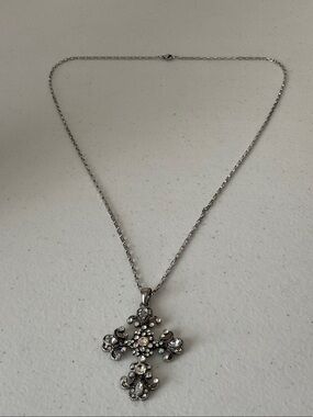 Silver Tone Cross Pendant Necklace